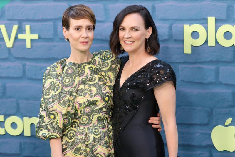 Sarah Paulson (L) and Carla Gallo attend the premiere of the Apple TV+ romantic comedy TV series "Platonic" at Regal LA Live in Los Angeles on May 10. File Photo by Greg Grudt/UPI.