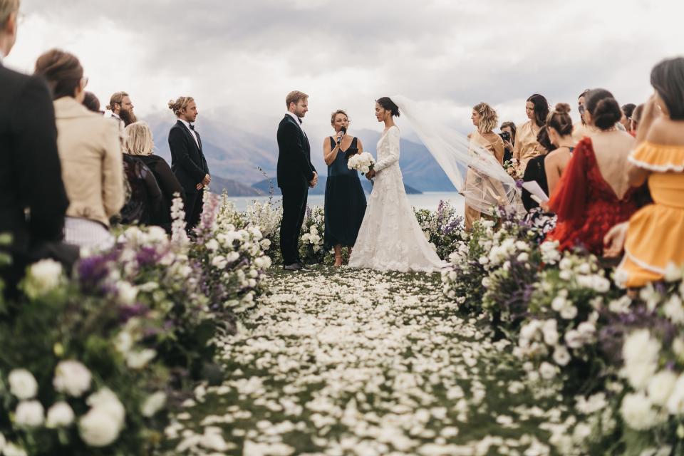 The social media star married photographer Luke Shadbolt at Rippon Hall in Lake Wanaka—a biodynamic vineyard that believes that the energy and love from each wedding goes into the earth and helps the grapes grow.