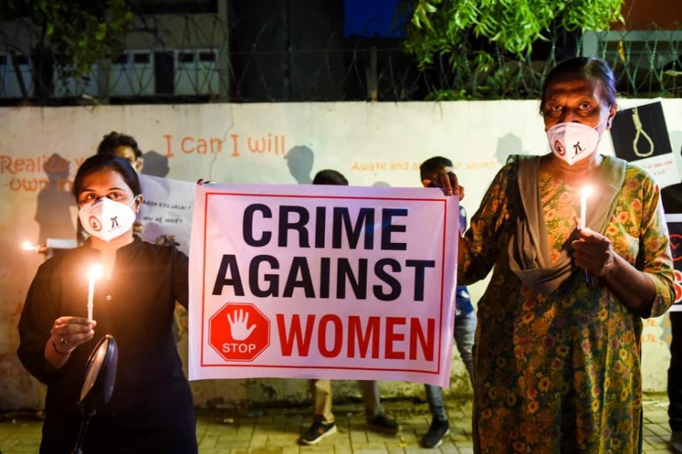 Une manifestation contre les violences faites aux femmes, à New Delhi en Inde, en 2020. - SAM PANTHAKY / AFP