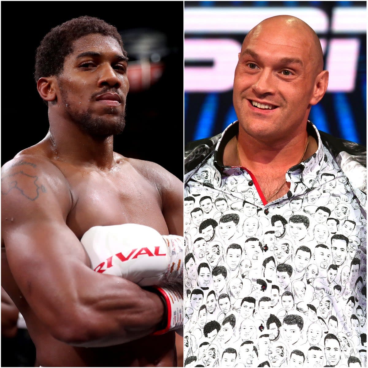 Anthony Joshua and Tyson Fury (Nick Potts/Kirsty O’Connor/PA)