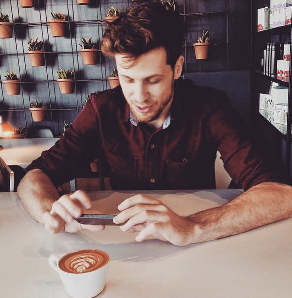 Hot men with coffee