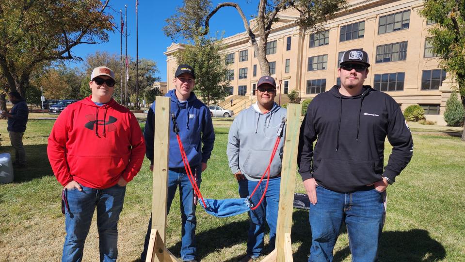 Winners of the WT's annual "Pumpkin Chunkin" contest the Brothers Thursday in Canyon.