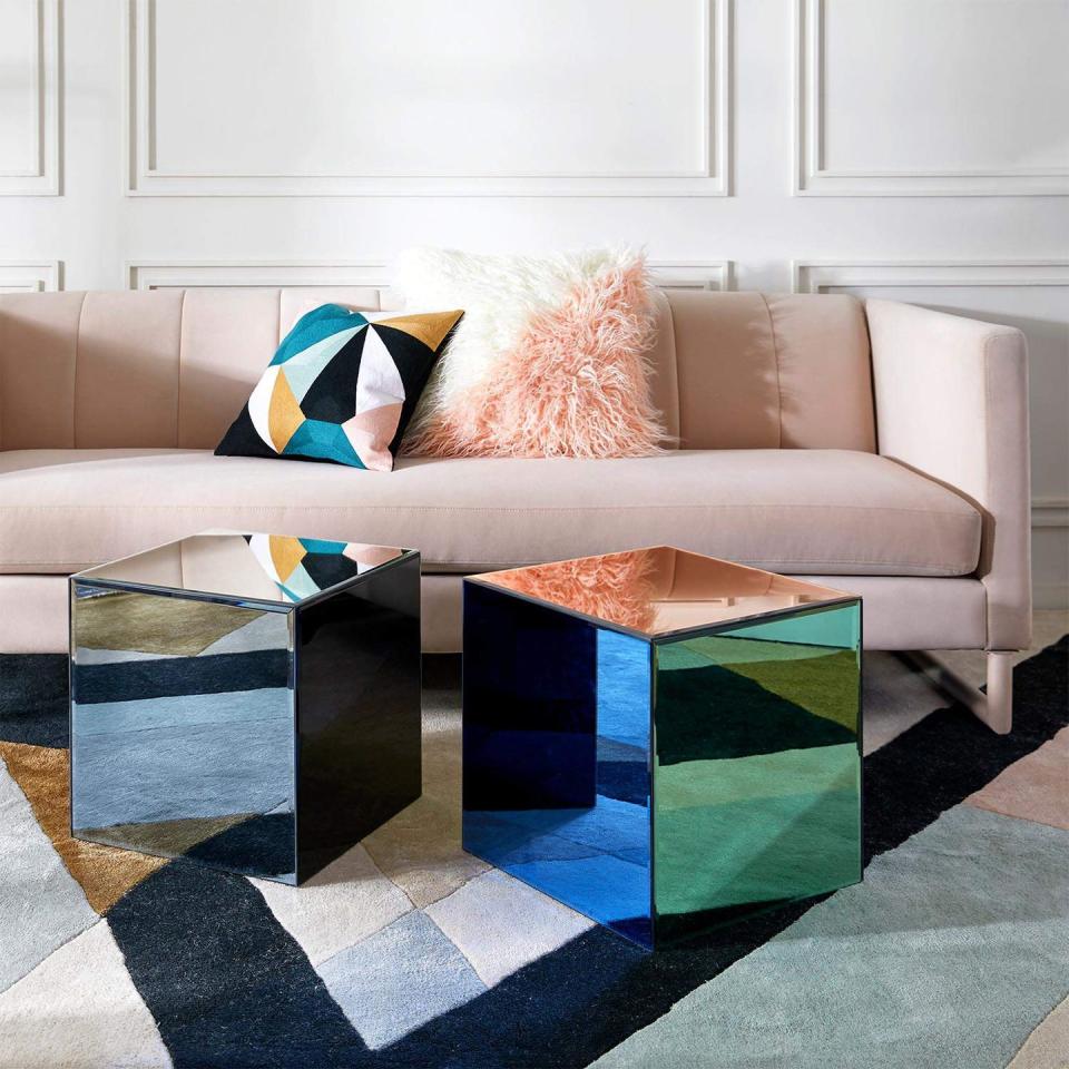 <p><a rel="nofollow noopener" href="https://www.amazon.com/Now-House-Jonathan-Adler-Chroma/dp/B07G5YR4YW?th=1" target="_blank" data-ylk="slk:SHOP NOW;elm:context_link;itc:0;sec:content-canvas" class="link ">SHOP NOW</a></p><p>These mirrored cubes act as a chic accent table in front of a sofa or beside a chair. See ya, boring coffee table!</p>