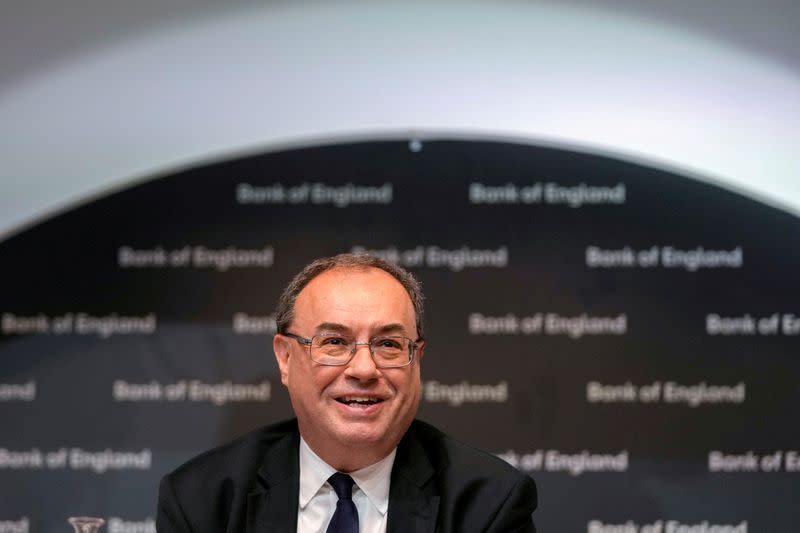 Governor of the Bank of England Andrew Bailey addresses the media on the Monetary Policy Report, in London