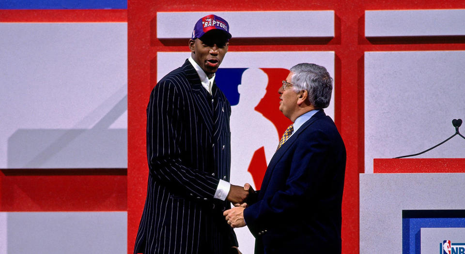 Tracy McGrady was taken ninth overall by the Raptors in the 1997 NBA Draft. (Photo by Nathaniel S. Butler/NBAE via Getty Images) 