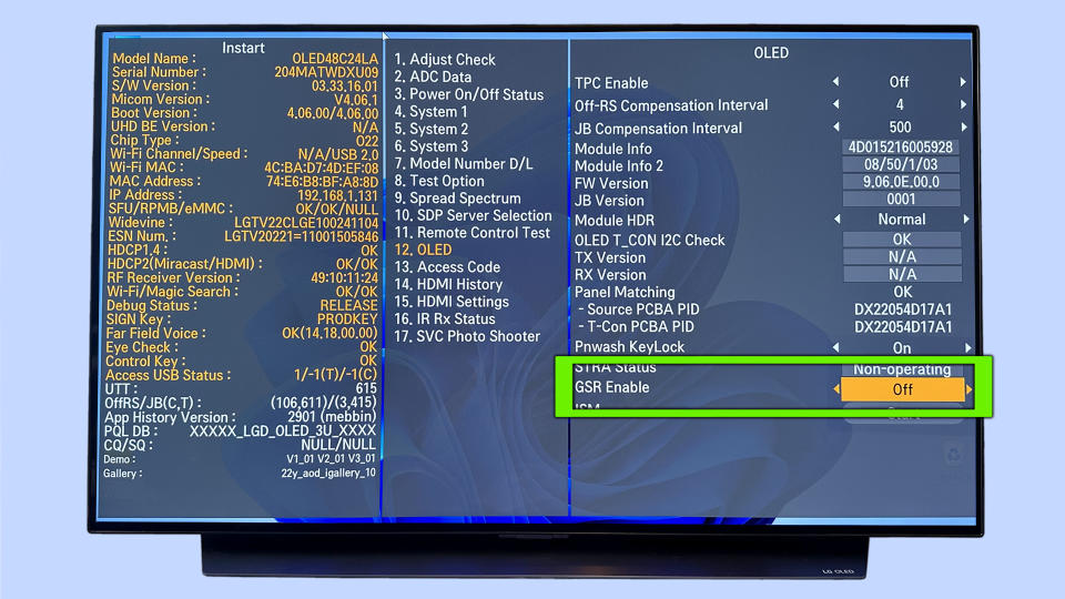 LG TV Service Menu