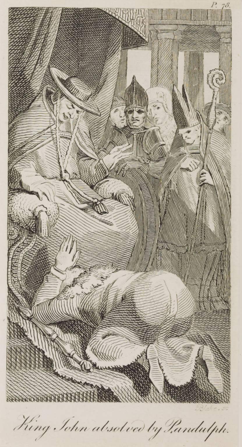 Eastern Daily Press: King John Absolved by Pandulph, 1797 line engraving by William Blake