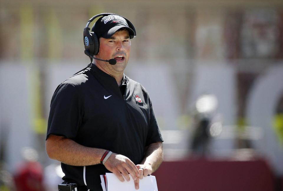 Ohio State football coach Ryan Day. Ohio State pushed for a delay in the college football season, rather than the postponement the Big Ten decided on. (Adam Cairns/Columbus Dispatch/TNS)  ORG XMIT: 1741015