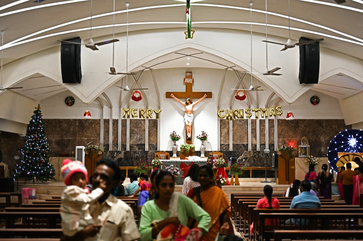 Christian devotees gather for a mass at a church in Chennai (AFP via Getty Images)