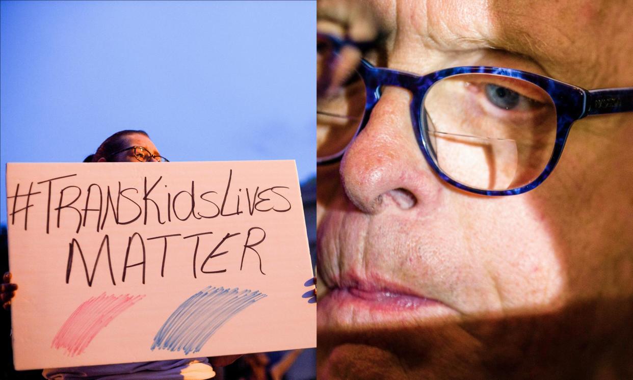 <span>While Ohio governor Mike DeWine was initially heralded for his veto of a bill banning gender affirming care for children under 18, he followed his veto with an executive order that would effectively ban care for trans youth and adults.</span><span>Composite: ZUMA Press via Alamy, SOPA Images/Lightrocket via Getty Images</span>