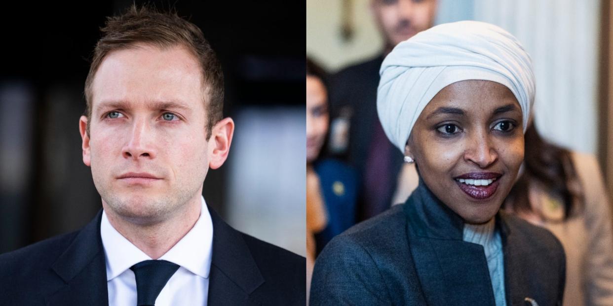 Republican Rep. Max Miller of Ohio and Democratic Rep. Ilhan Omar of Minnesota.