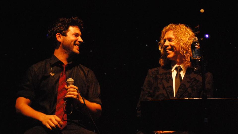 Nationally touring musician BC Taylor, left, on stage with his father, Aliquippa native B.E. Taylor, who died in 2016.