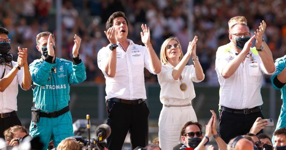 Toto Wolff Susie Wolff celebrate Credit: Alamy