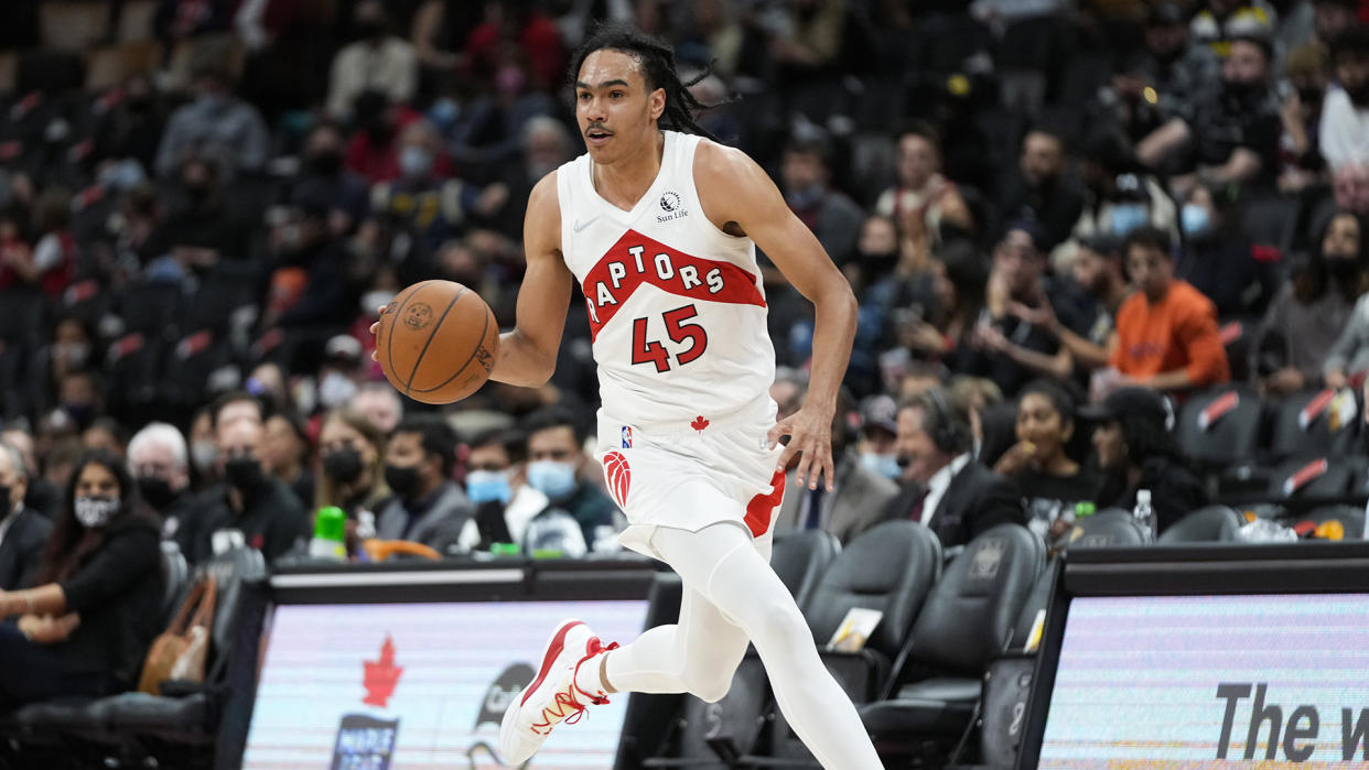 Dalano Banton is making a case to belong in the Raptors' rotation. (Photo by Mark Blinch/Getty Images)