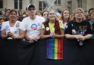 Supporters listen to President Barack Obama during a campaign event at the Univ. of Iowa, Friday, Sept. 7, 2012 in Iowa City, Iowa. (AP Photo/Pablo Martinez Monsivais)