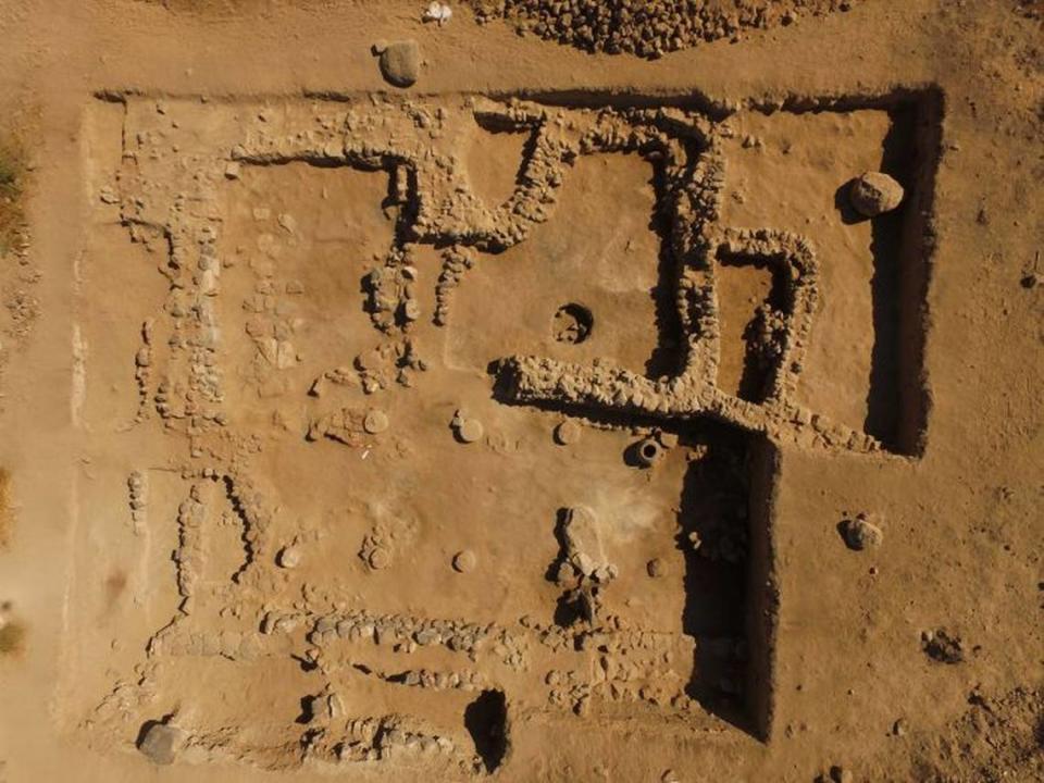 A view of the bakery ruins. Some of the flour can be seen in the lower righthand section of the structure.