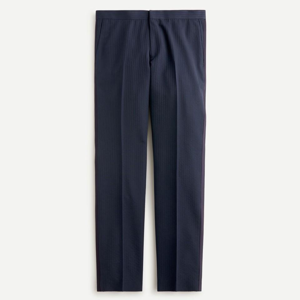 J.Crew Ludlow Slim-Fit Tuxedo Pant in Italian Wool-Cotton Seersucker