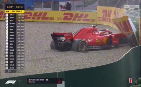 Vettel in the barriers - Credit: sky sports f1