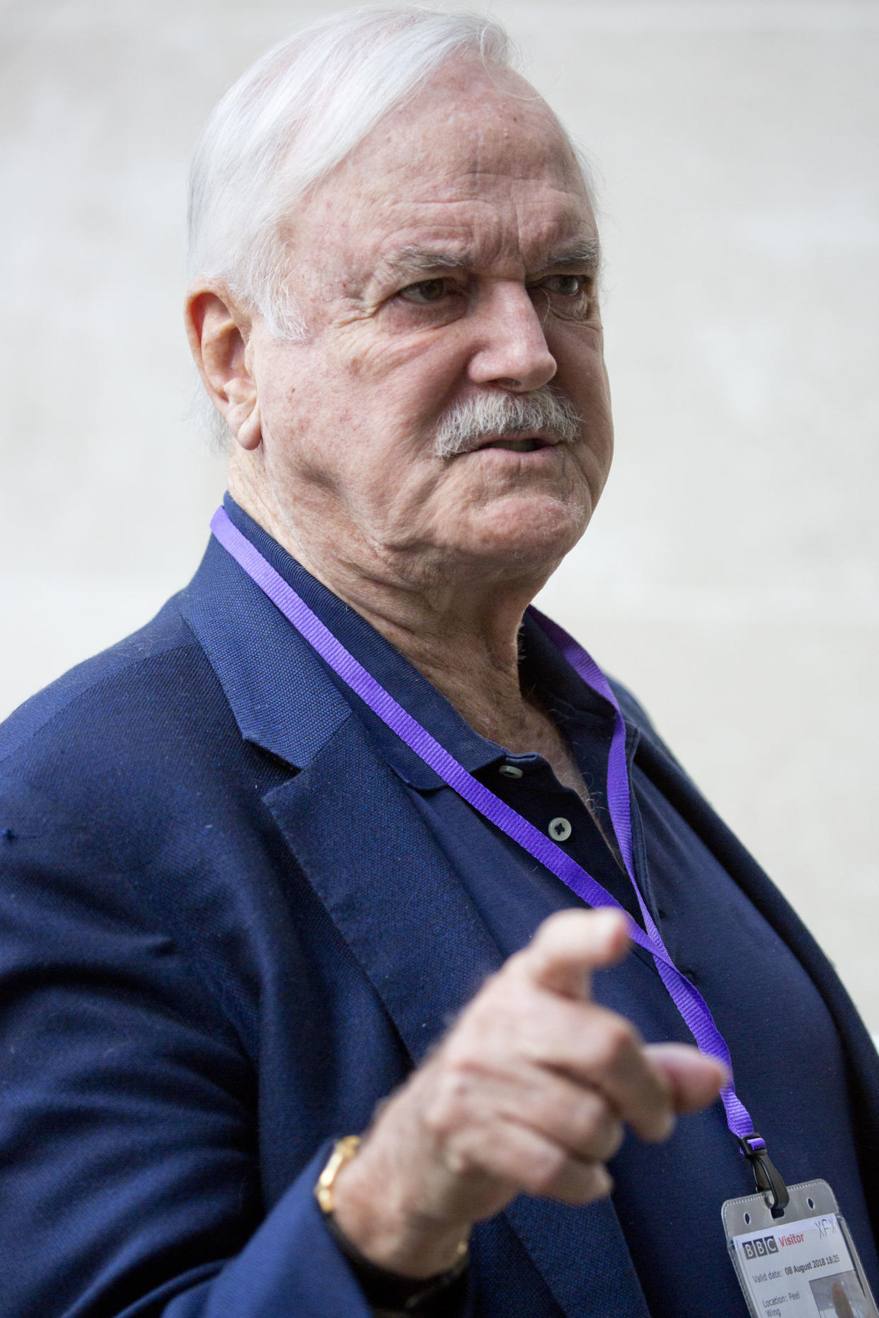 Actor John Cleese arriving at BBC Broadcasting House ahead of his appearance on The One Show in London. (Photo by Isabel Infantes/PA Images via Getty Images)