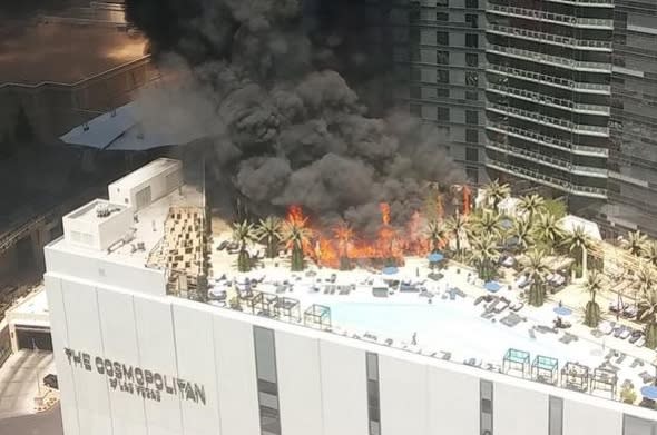 Huge fire rips through Las Vegas hotel rooftop pool