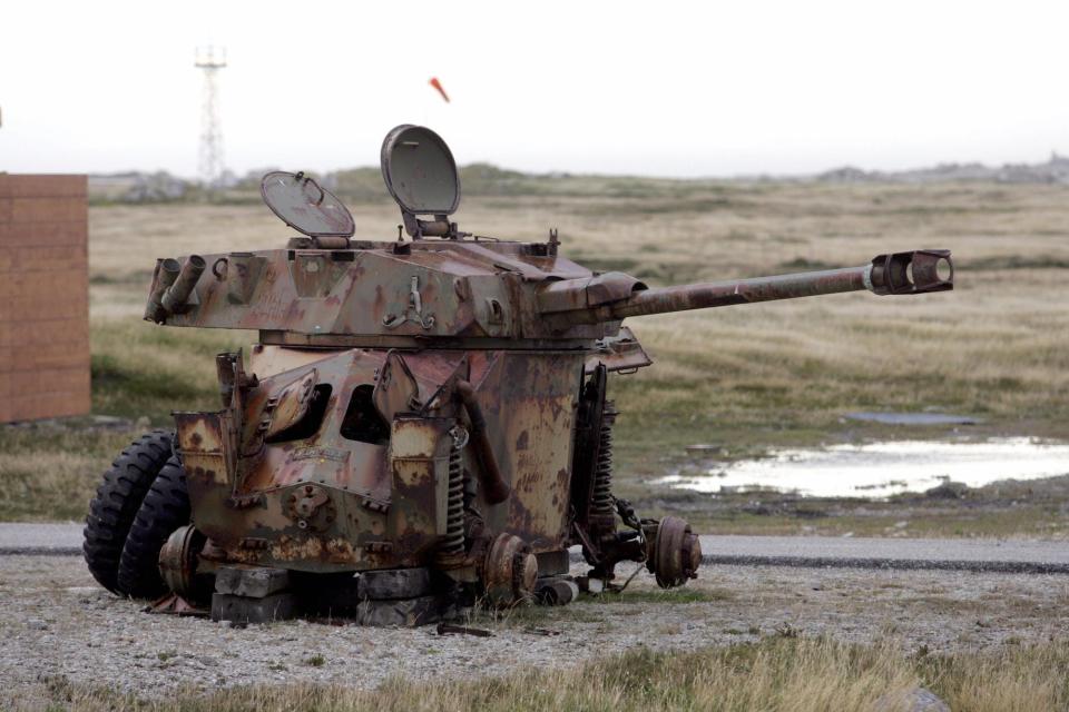 Argentina armored car wreck in Falklands