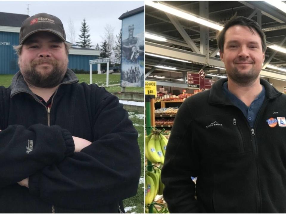 Justin Brown, left, and Christopher Irvin are both running to become the next mayor of Watson Lake, YT. (Anna Desmarais/CBC - image credit)