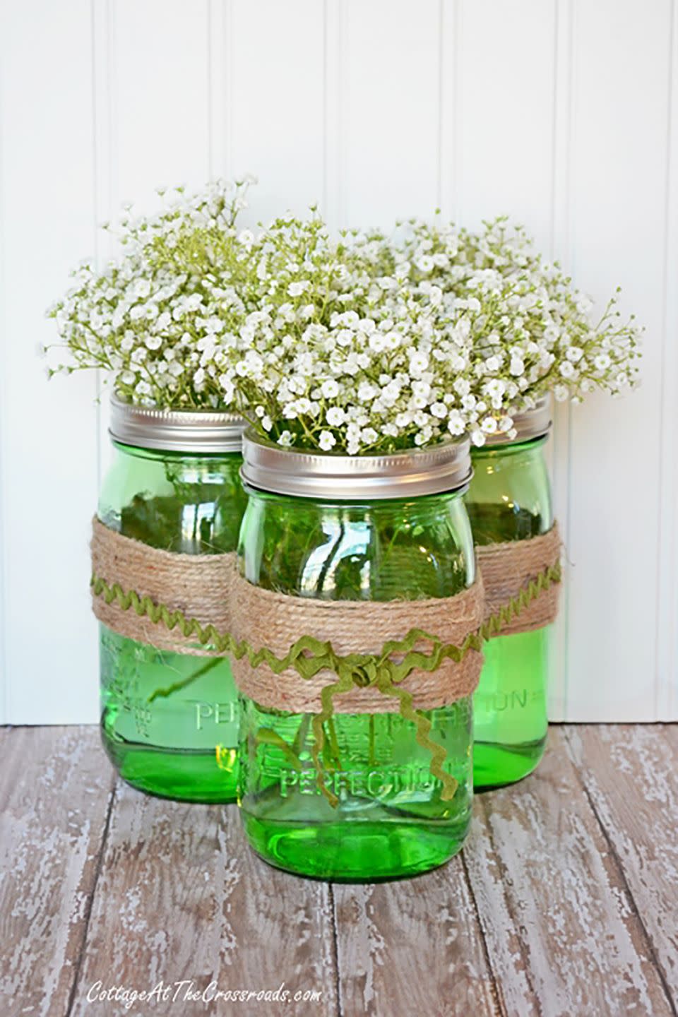 St. Patrick's Day Centerpiece With Green Jars