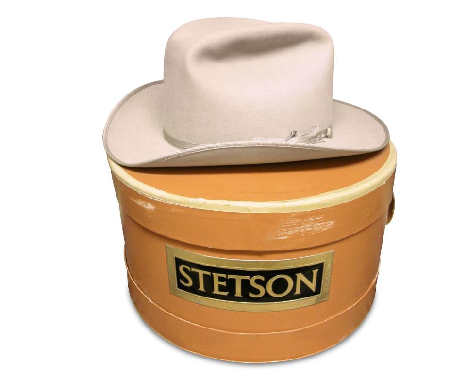 <p>In 1865, John Batterson Stetson created the first cowboy hat. His design's wide brim shaded the neck and eyes, and when turned upside down, the crown could hold water for a horse or rider, says antiques appraiser Helaine Fendelman. This model, with its original box, dates to the 1960s. Despite a few small stains, the famed Stetson name brings a handsome estimate.</p><p><strong>What it's worth: </strong>$100-$1,000</p>