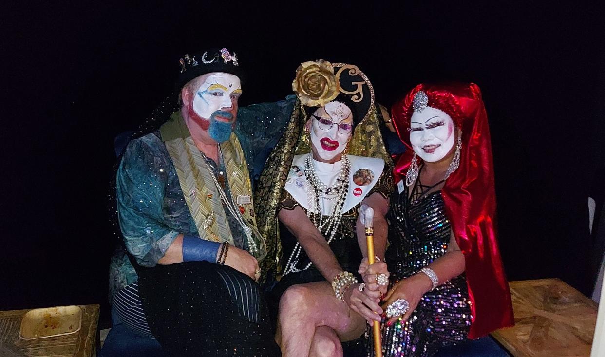 Brother T GingerBear, Sister Goldie Pearl Necklace and Sister China Dahl are members of the Palm Springs Sisters of Perpetual Indulgence.