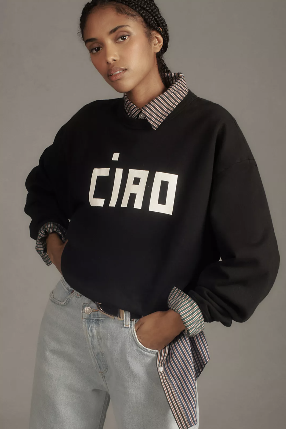 Clare V. Oversized Ciao Sweatshirt (photo via Anthropologie)