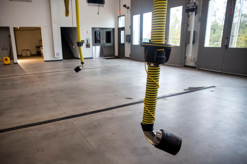 Inside Des Moines' newest fire station, on Wednesday, Nov. 10, 2021, on the northeast side of the city. Station 11 was built with safety and room to grown in mind. The truck bays include systems to remove truck exhaust and safer, easier to use doors. 