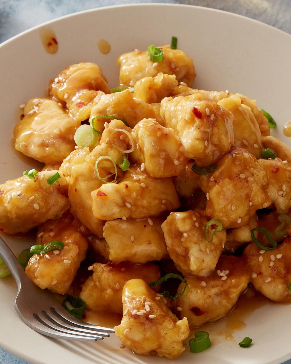 <p>Typically deep- or pan-fried in oil, <a href="https://www.delish.com/cooking/recipe-ideas/g3470/orange-chicken-recipes/" rel="nofollow noopener" target="_blank" data-ylk="slk:orange chicken;elm:context_link;itc:0;sec:content-canvas" class="link ">orange chicken</a> made in an air fryer translates to fewer calories and less fat, but tons of flavor. Of course, this dish is perfect over <a href="https://www.delish.com/cooking/a20089653/how-to-cook-rice/" rel="nofollow noopener" target="_blank" data-ylk="slk:rice;elm:context_link;itc:0;sec:content-canvas" class="link ">rice</a> or whole grains, but if you are looking for a <a href="https://www.delish.com/cooking/recipe-ideas/g3593/low-carb-recipes/" rel="nofollow noopener" target="_blank" data-ylk="slk:low-carb;elm:context_link;itc:0;sec:content-canvas" class="link ">low-carb</a> side, serve it over simple <a href="https://www.delish.com/cooking/recipe-ideas/g36554976/air-fryer-vegetable-recipes/" rel="nofollow noopener" target="_blank" data-ylk="slk:air-fried vegetables;elm:context_link;itc:0;sec:content-canvas" class="link ">air-fried vegetables</a>.</p><p>Get the <strong><a href="https://www.delish.com/cooking/recipe-ideas/a39818016/air-fryer-orange-chicken-recipe/" rel="nofollow noopener" target="_blank" data-ylk="slk:Air Fryer Orange Chicken recipe;elm:context_link;itc:0;sec:content-canvas" class="link ">Air Fryer Orange Chicken recipe</a></strong>.</p>