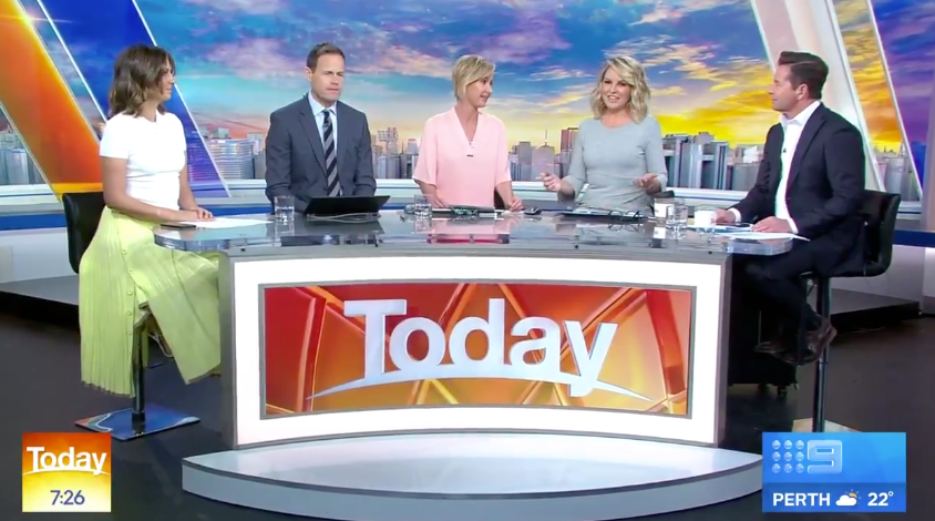 Today show panel Brooke Boney, Tom Steinfort, Debora Knight, Georgie Gardner, Steve Jacobs