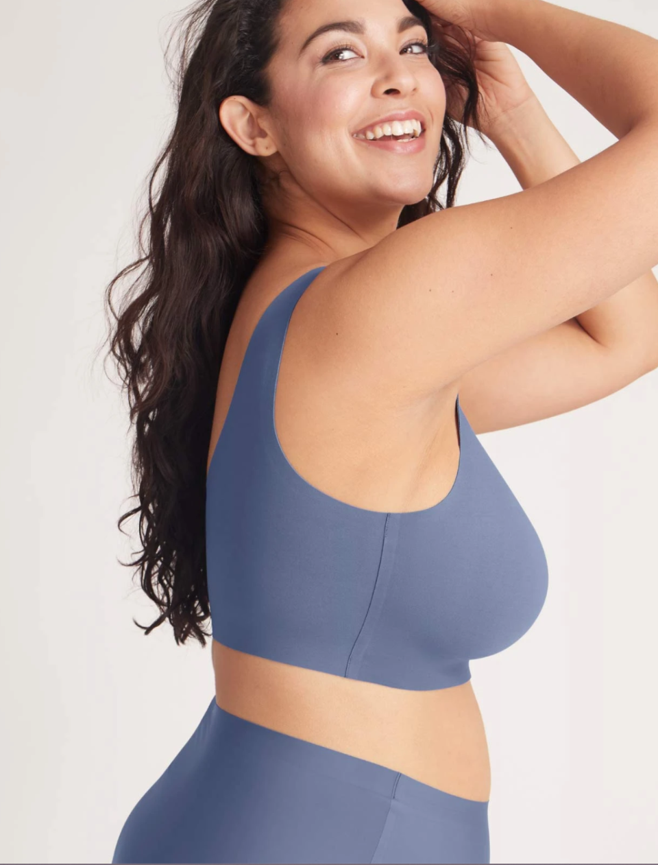 The LuxeLift Pullover Bra is made from nylon and spandex to create a smooth silhouette. 