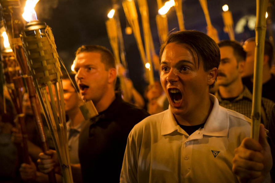 Neo-Nazis and white supremacists chant in Charlottesville, Virginia: Getty