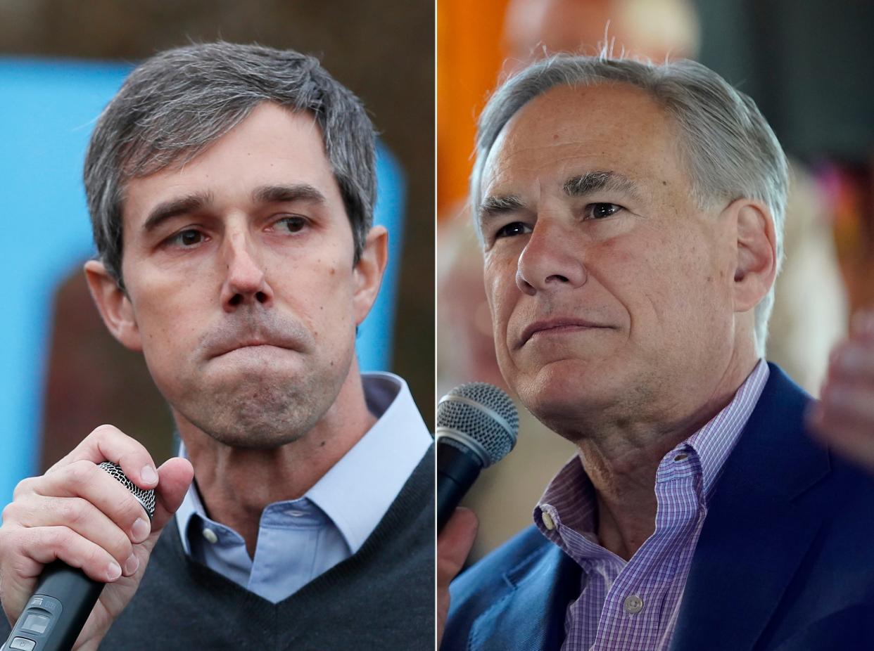 Beto O’Rourke (left) and Texas Gov. Greg Abbott (right)