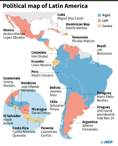 Political map of Latin America