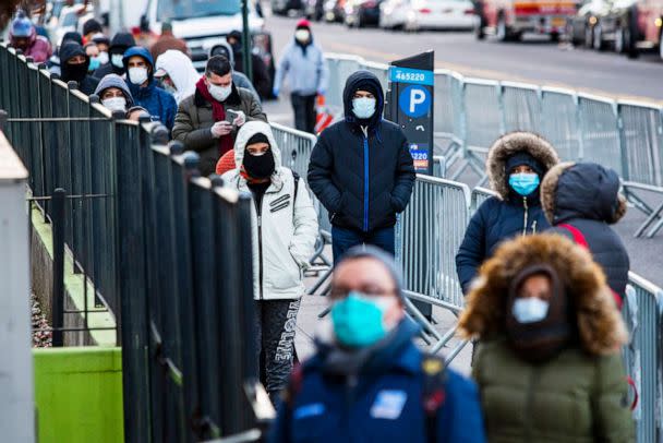 PHOTO: People line up to get a test at Elmhurst Hospital due to coronavirus outbreak, March 24, 2020, in Queens, N.Y. (Eduardo Munoz Alvarez/Getty Images)