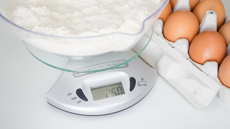 weighing flour