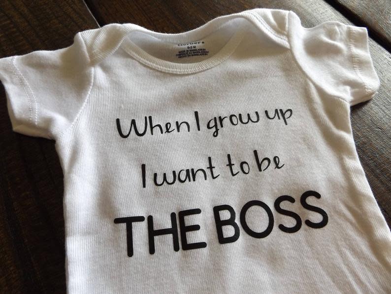 When I grow up I want to be THE BOSS Onesie. (Photo: Etsy)