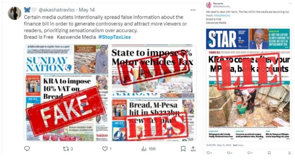 <span>A screenshot of X posts discrediting the media, taken on June 11, 2024</span>