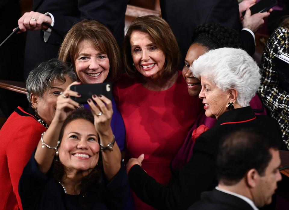 <p>House Speaker Nancy Pelosi with other congresswomen.</p>