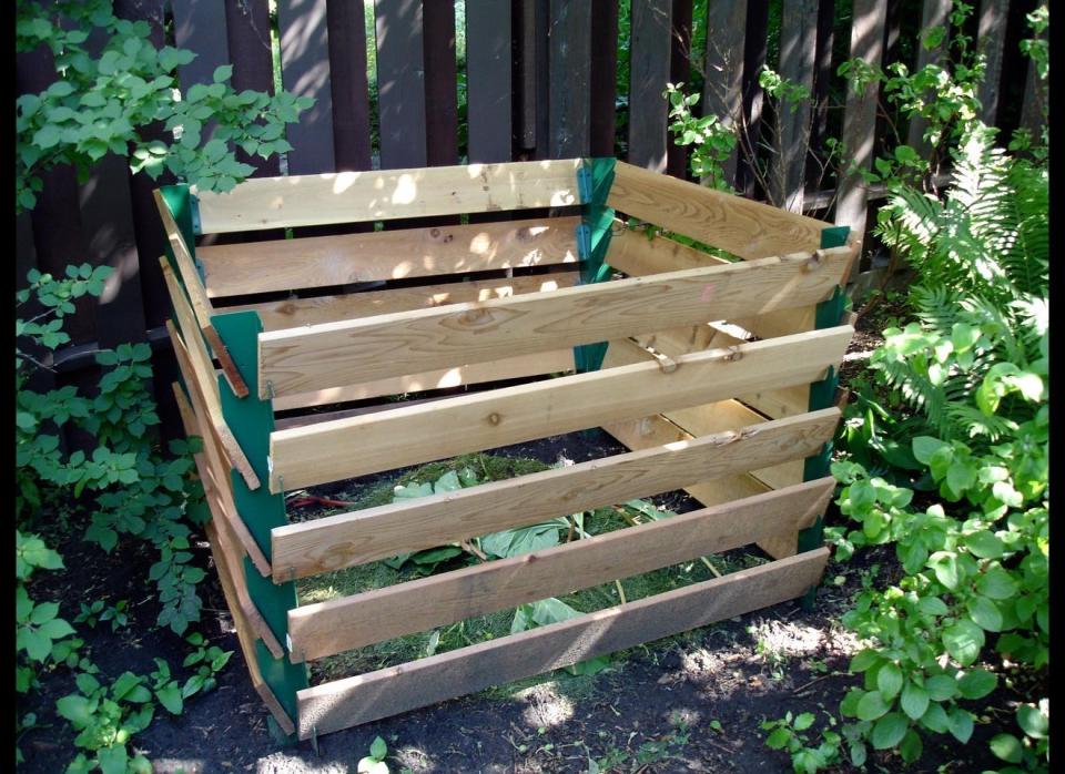 Compost has great benefits for your garden, so if you have a green thumb, building a compost bin is a great idea. First, purchase waterproof and rot-resistant wood that will survive the elements. You'll want 1x4 lumber to make 24 horizontal slats: 8 slats will make up the lid, 8 slats for the back and cover, plus 8 for legs. For the back, lay down six slats of wood with a 3/4 inch gap between them. Then lay slats perpendicularly over both ends and nail securely. Do the same thing to make the sides of the bin. After making all the sides and back, secure them by glueing and screwing the corners together. Lastly, to make the lid, attach battens to four slats that are 2 1/2 inches shorter than the slats when put together. This makes one half of the lid (Repeat this for the other half).     For a full tutorial, visit <a href="http://www.thisoldhouse.com/toh/how-to/step/0,,20346968_20746169,00.html" target="_hplink">This Old House</a>. 