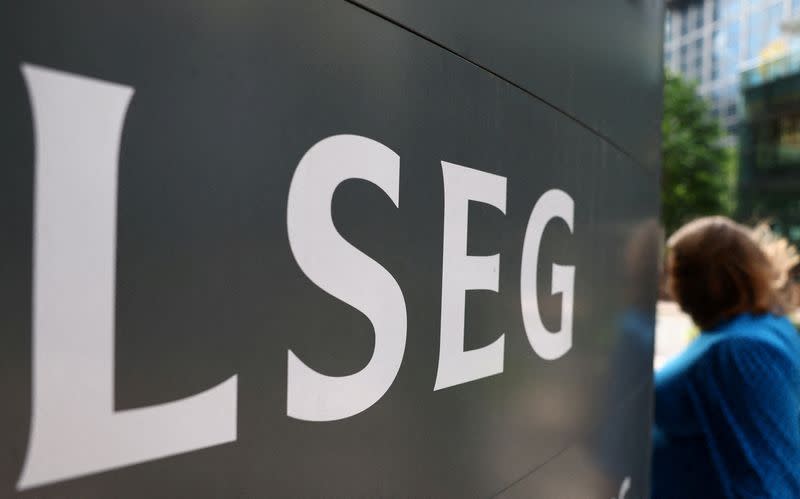 FILE PHOTO: Signage for the London Stock Exchange Group is seen outside of offices in Canary Wharf in London