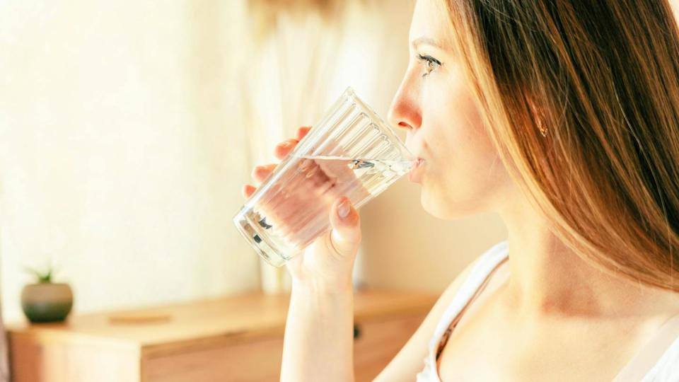 Make sure you stay hydrated while pregnant. <a href="https://www.shutterstock.com/image-photo/pregnant-water-drinking-woman-young-pregnancy-2177419759" rel="nofollow noopener" target="_blank" data-ylk="slk:Shutterstock;elm:context_link;itc:0;sec:content-canvas" class="link ">Shutterstock</a>