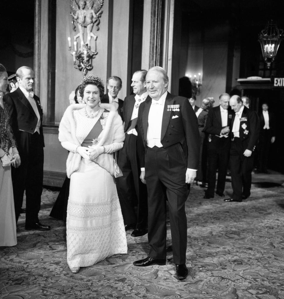 The Queen, Prime Minister Edward Heath and the Duke of Edinburgh (centre, background). Mr Heath and Her Majesty are said to have held wildly different views over her role in Europe and as head of the Commonwealth. [Photo: PA]