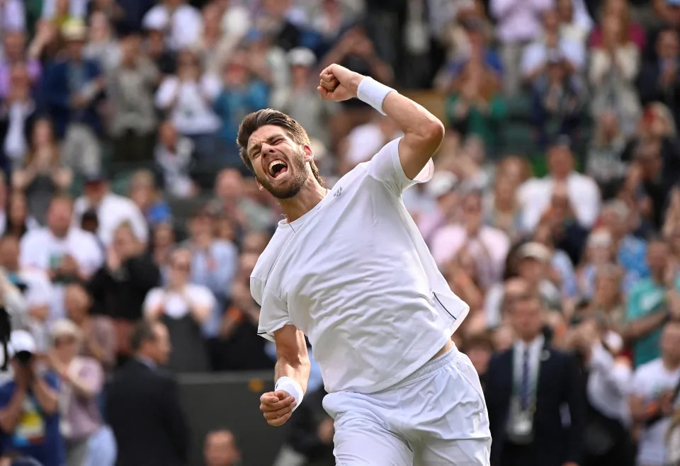 Cameron Norrie is the first British man to make the quarter-finals at Wimbledon since Andy Murray in 2017 (Reuters via Beat Media Group subscription)