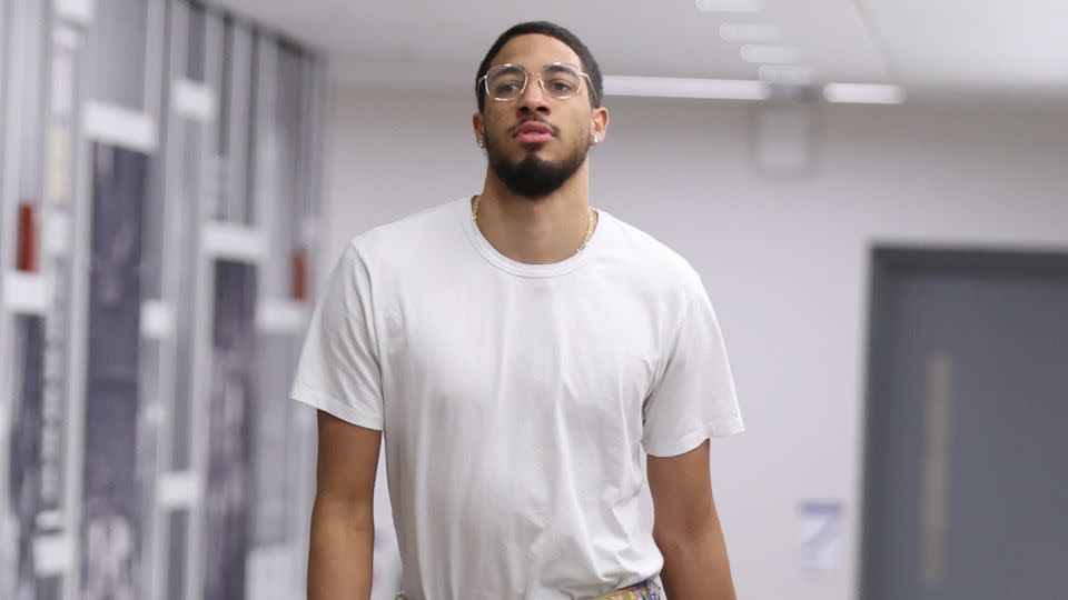 Tyrese Haliburton pictured during a "tunnel walk" before an Indiana Pacers game on February 2. - Pepper Robinson/NBAE/Getty Images