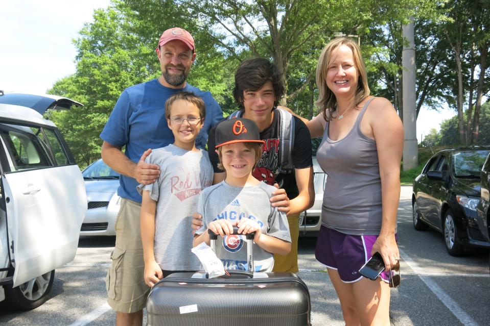 Jack Igelman, Elizabeth Pendleton and their sons, Hank and Jonah with host student Mario Hernandez in 2015.