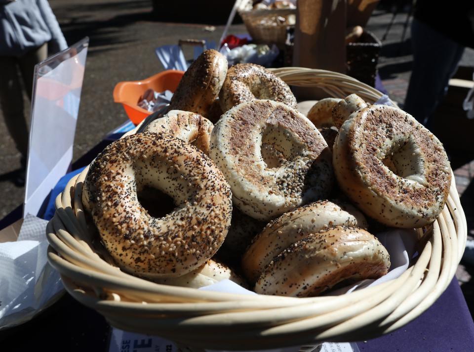 A basket of bagels is ready for University of Florida students who lined up Tuesday after signing a pledge to combat antisemitism and all forms of hate.